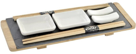 Items Bamboe sushi serveerset voor 2 personen 8-delig