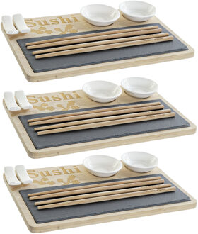 Items Bamboe sushi serveerset voor 6 personen 7-delig