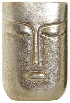 Items Bloemenvaas goud van aluminium met gezicht 15 x 23 cm - Vazen Goudkleurig