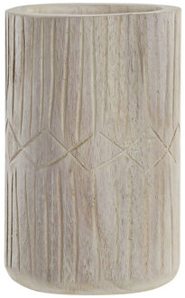 Items Bloemenvaas van paulownia hout naturel 15 x 24 cm - Vazen Beige