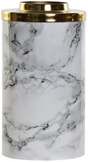 Items Bloemenvaasje van aluminium marmer look wit 10 x 19 cm