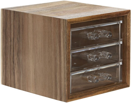 Items bureau/hobby organizer - 3 lades - 14 x 13 x 12 cm - acacia hout - Ladeblok