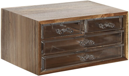 Items bureau/hobby organizer - 3 lades - 24 x 16 x 13 cm - acacia hout - Ladeblok