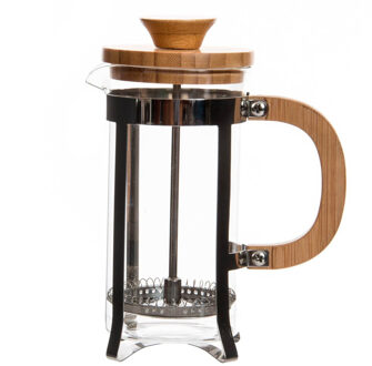 Items Cafetiere French Press koffiezetter bamboe 350 ml - Cafetiere Transparant