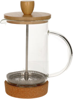 Items Cafetiere French Press koffiezetter bamboe 350 ml - Cafetiere Transparant