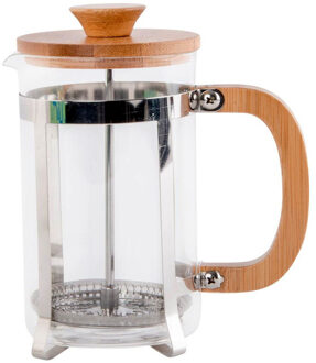 Items Cafetiere French Press koffiezetter bamboe 600 ml - Cafetiere Transparant