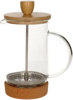 Items Cafetiere French Press koffiezetter bamboe 600 ml - Cafetiere Transparant