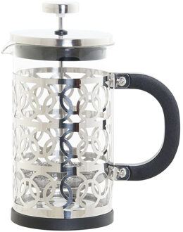 Items Cafetiere French Press koffiezetter zwart met inox 600 ml - Cafetiere Transparant