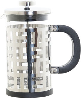 Items Cafetiere French Press koffiezetter zwart met inox 600 ml - Cafetiere Transparant