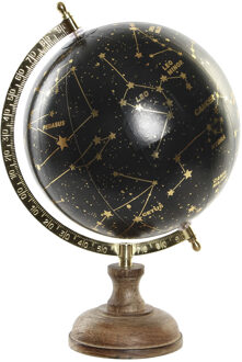 Items Deco Wereldbol/globe met sterrenhemel/sterrenbeelden - zwart - D20 x H33 cm - Wereldbollen