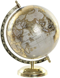 Items Decoratie wereldbol/globe goud op metalen voet 20 x 28 cm - Wereldbollen