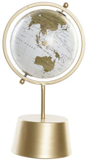 Items Decoratie wereldbol/globe goud op metalen voet 35 x 19 cm - Wereldbollen