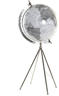 Items Decoratie Wereldbol/globe Wit Op Metalen Voet/standaard 25 X 61 Cm - Landen/contintenten Topografie