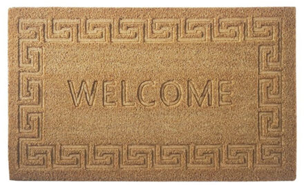 Items Deurmat/droogloopmat kokosvezel welcome Grieks motief 75 x 45 cm