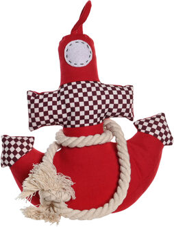 Items Deurstopper Anker vorm - 1 kilo gewicht - met oppak koord - rood/wit - 26 x 28 cm