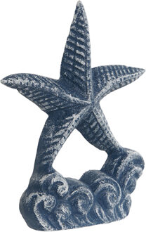 Items Deurstopper Zeester - blauw - gietijzer - 12 x 6 x 15 cm