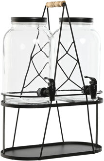 Items Drank dispenser Beverages - 3.5 Liter - Dubbele set 2x stuks - op metalen verhoger - tapkraan