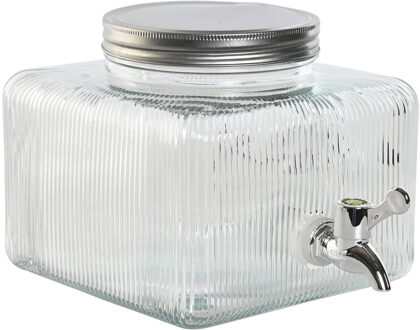 Items Drank dispenser Beverages Fridge Tap - 3 Liter - bewerkt glas/metaal - tapkraan/deksel