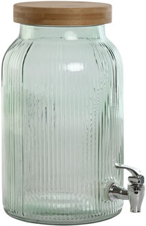 Items Drank dispenser Beverages Tap - 5.5 Liter - bewerkt glas/bamboe - tapkraan/deksel