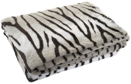 Items Fleece deken tijger strepen dierenprint 150 x 200 cm - Plaids Grijs