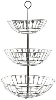 Items Fruitschaal - Zilver - 56 cm - etagere bestekpatroon 3-laags - fruitmand