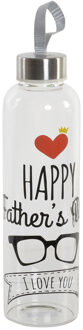 Items Glazen drinkfles Happy Fathers day 550 ml Vaderdag cadeau - Drinkflessen Transparant