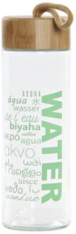 Items Glazen waterfles/drinkfles groen transparant met touwtje 580 ml