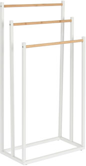 Items Handdoeken ophangrek badkamer - bamboe hout - L45 x b22 x H85 cm - wit