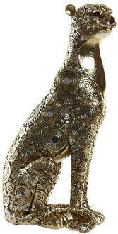 Items Home decoratie dieren beelden - Luipaard - 14 x 8 x 26 cm - voor binnen - goud kleurig