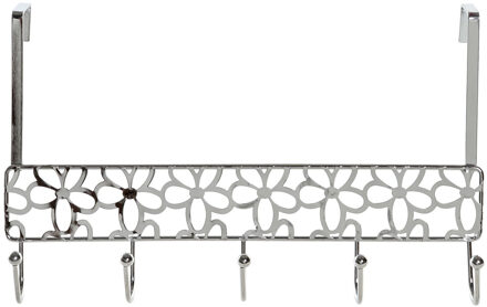 Items Kapstok - deurhanger - zilver - bloemen patroon - 32 cm