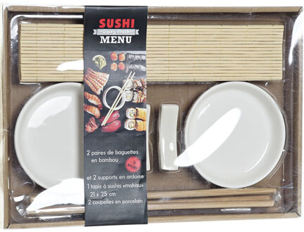 Items Keramieken sushi serveerset voor 2 personen 7-delig - Serveerschalen Multikleur