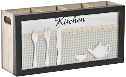 Items Keukengerei/bestek houder - 30 x 9 x 15 cm - hout