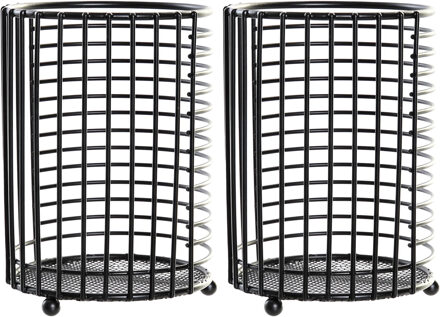 Items Keukengerei houder - 2x - zwart - D12 x H16 cm - metaal