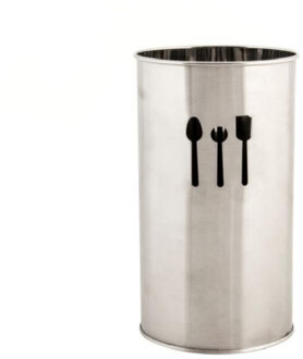 Items Keukengerei houder - Inox RVS metaal - rond - 18 cm - Keukenhulphouders Zilverkleurig