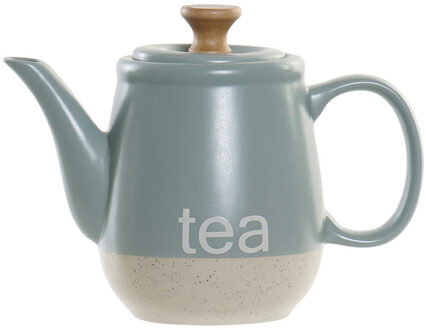 Items Kitchen Theepot Ceylon - keramiek/hout - 1000 ml - blauw/beige - Theepotten