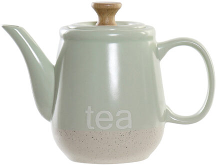 Items Kitchen Theepot Ceylon - keramiek/hout - 1000 ml - groen/beige - Theepotten