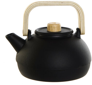 Items Kitchen Theepot - gietijzer - 900 ml - mat zwart - Theepotten