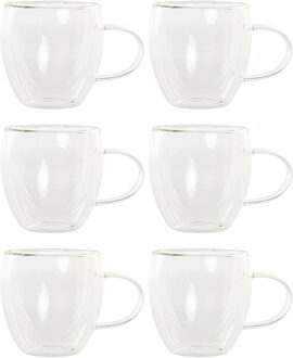 Items Koffieglazen dubbelwandig - set 6x - cappuccino glazen - 250 ml