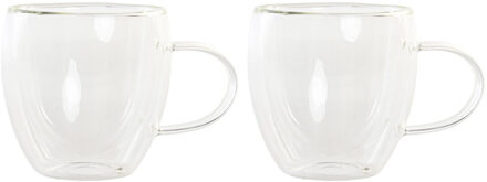 Items Koffieglazen/theeglazen dubbelwandig - set 2x - cappuccino glazen - 250 ml