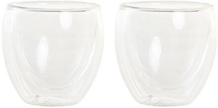 Items Koffieglazen/theeglazen dubbelwandig - set 2x - espresso glazen - 100 ml