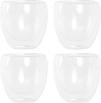 Items koffieglazen/theeglazen dubbelwandig - set 4x - cappuccino glazen - 250 ml - Koffie- en theeglazen Transparant