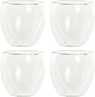 Items koffieglazen/theeglazen dubbelwandig - set 4x - espresso glazen - 100 ml - Koffie- en theeglazen Transparant