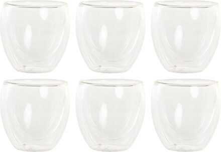 Items koffieglazen/theeglazen dubbelwandig - set 6x - espresso glazen - 100 ml - Koffie- en theeglazen Transparant