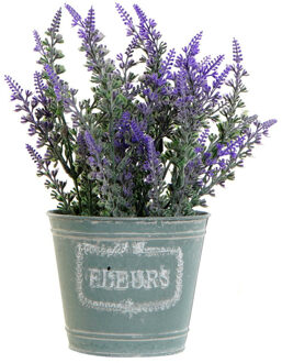 Items Kunstplant/bloem Lavendel - in bloempot - paarse bloemen - 14 x 27 cm