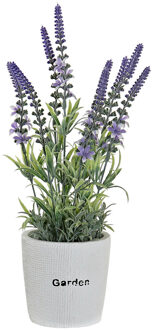 Items Lavendel bloemen kunstplant in bloempot - paarse bloemen - 10 x 36 cm