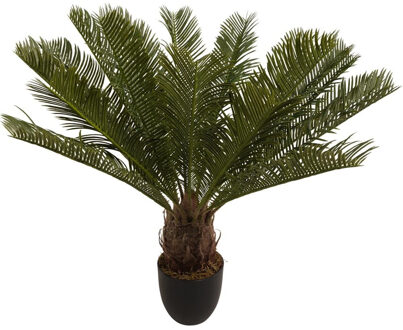 Items Lesli Living Kunstplant Tropische Palm - in binnenpot - zwart - 60 cm - zijde - Kunstplanten Groen