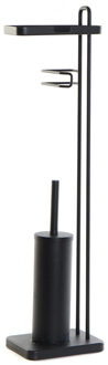 Items Luxe RVS wc/toiletborstel toiletgarnituur zwart 81 cm