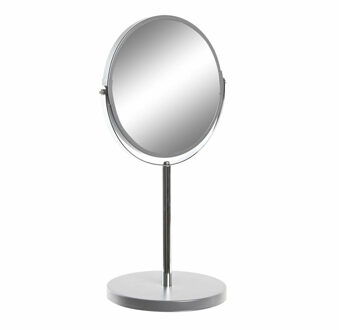 Items Make-up spiegel op standaard - rond - RVS - zilverkleurig - 34 cm - Make-up spiegeltjes