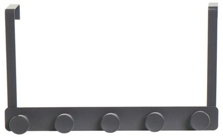 Items Metalen deurkapstok/rek zilver met 5 ophangknoppen 34 cm