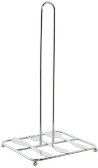 Items Metalen keukenrolhouder zilver met bestek patroon vierkant L15 x B16 x H30 cm